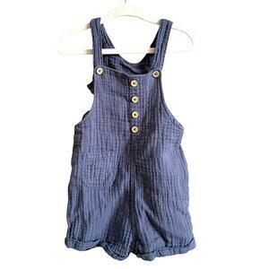 Gerber Baby Romper- Navy Cotton Gauze Overall Shorts - Unisex Toddler 18m
